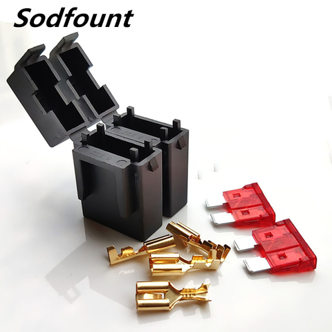 5pcs BX2017 Medium Car Fuse Holder With Terminal Car Insurance Socket Black Lighter Frontal ► Photo 1/1