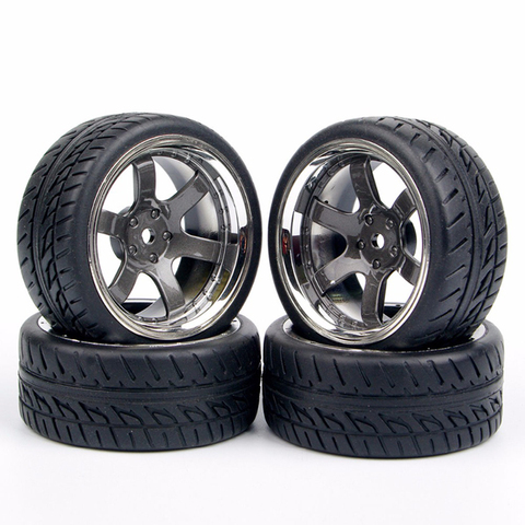 Rim 12mm Hex Rubber Tires Wheel fit 1:10 RC On Road Car Parts Accessory 4pcs/set ► Photo 1/6