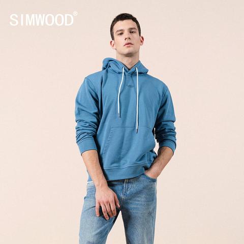 SIMWOOD 2022 Spring new hoodies men hooded logo print 100% cotton sweatshirt  jogger tracksuits plus size brand clothing SJ12035 ► Photo 1/6