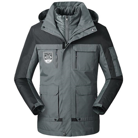 Winter Parka Men Warm Outwear Jacket Mens Windbreaker Waterproof Jackets Fleece Velvet Hooded Coats Plus Size 6XL 2 Jackets In 1 ► Photo 1/1
