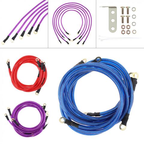 Universal 5 Point Car Earth Ground Cables Grounding Wire System Kit High Performance Improve Power ► Photo 1/6