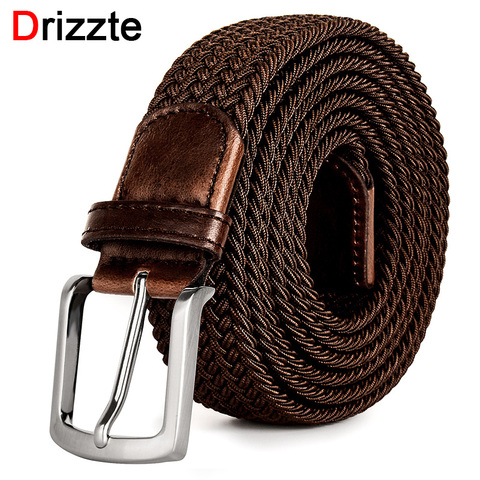 Drizzte Plus Size 130 150 160 170 180 190cm Brown Braid Woven Elastic Stretch Belt Mens for Big and Tall Man High Quality ► Photo 1/6