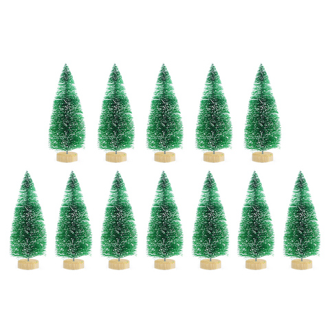 12pcs Miniature Christmas Tree Decorations Artificial Snow Landscape Mini  Pine Trees DIY Crafts Dollhouse Table Decor