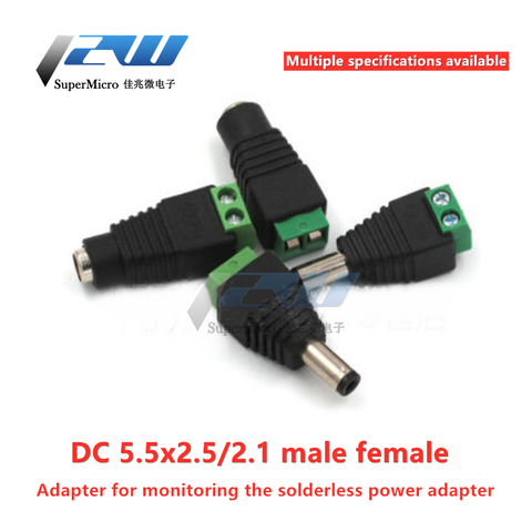 10pcs 12V 2.1x5.5mm 5.5*2.5mm solderless DC power male / female plug adapter connector 2.1/2.5mm socket for CCTV monochrome LED ► Photo 1/6