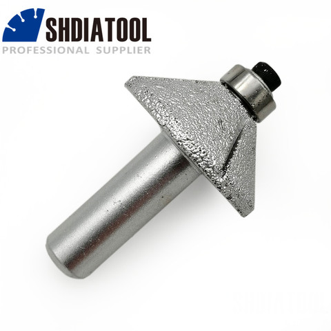SHDIATOOL No.16 Cone Type With Bottom Bear Vacuum Brazed Diamond Router Bits For Stone 12.7mm Shank for Edge Profile ► Photo 1/6