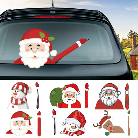 Behogar Self-adhesive Cute Cartoon Car Rear Window Windshield Waving Wipers Sticker Decal for Christmas Xmas Vehicle Auto Decor ► Photo 1/6