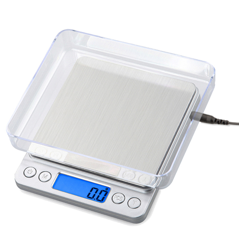 Mini Electronic Kitchen Scale 0.1g Precision postal Food Diet scale for Cooking Baking Measure Tools  with 2 trays silver & gold ► Photo 1/6