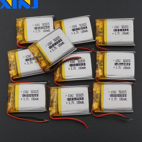 XINJ 10pcs 3.7V 180 mAh lithium polymer battery Li po cell 502025 For mp3 headphones bluetooth speaker smart watch Toys DIY DVR ► Photo 1/6