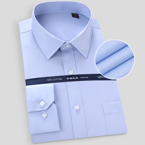 High Quality Non-ironing Men Dress Long Sleeve Shirt 2022 New Solid Male Plus Size Fit Business Shirts White Blue ► Photo 1/6