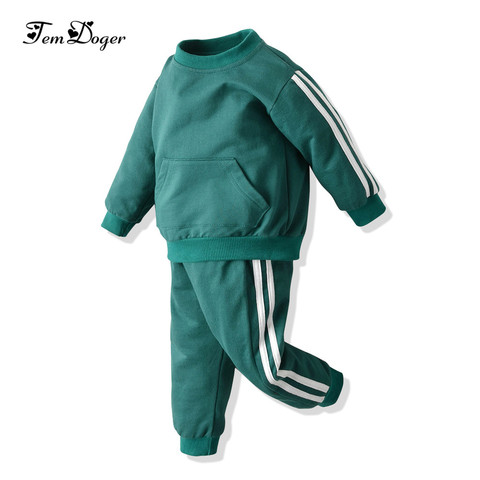 Tem Doger Baby Clothing Sets Autumn Baby Boy Girls Clothes 2PCS Outfits Fleece Hooded Tops Pants Bebes Tracksuit Sports Clothes ► Photo 1/6