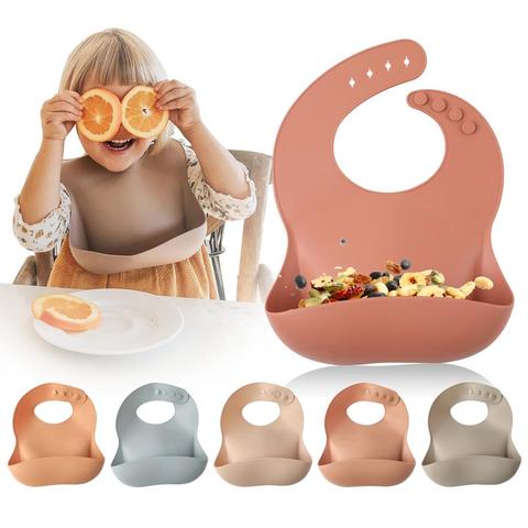 Let'S Make 1pc Silicone Bibs For Kids Newborn Baby Feeding Tableware Waterproff Baby Bibs For Toddler Breakfast Feedings ► Photo 1/6