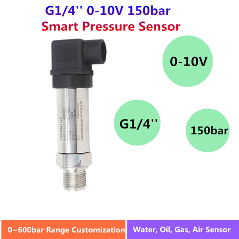 0-10V Pressure Sensor, 0.1bar/10bar/145psi gauge, 24V Supply, G1/4