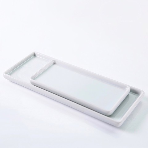 Japanese-style Rectangular Ceramic Tray Plate White Porcelain Rectangular Plate Mouthwash Cup Tray Bathroom Living Storage Tray ► Photo 1/6