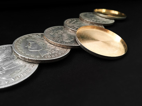 Morgan Dollar Shell and Coin Set (5 Coins + 1 Head Shell + 1 Tail Shell) Magic Tricks Gimmick Prop Close Up Illusions Coin Magia ► Photo 1/6