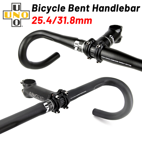 UNO Bicycle Bent Handlebar 25.4/31.8 Ultralight Bicycle Handle Drop Bar Racing Road Bike Handlebar 380/400/420/440mm Bike Parts ► Photo 1/6