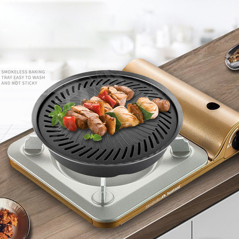 Smokeless BBQ Grill Pan Gas Non-Stick Gas Stove Plate Electric Stove Baking Pan Barbecue Roast Baking Pans For Home Outdoor ► Photo 1/6