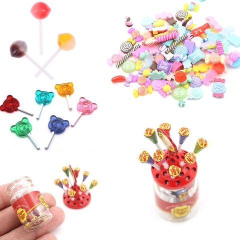 Miniature Food Dessert Sugar Mini Lollipops With Case Holder Candy For Doll House 1/12 Kitchen Furniture Toys Accessories 1:12 ► Photo 1/6