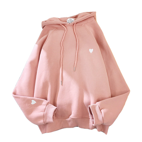 Winter Women Fashion Hoody Sweatshirt Embroidery Harajuku Love Heart Fleece Lady Hoodie Loose Long Sleeve Female Casual Pullover ► Photo 1/6