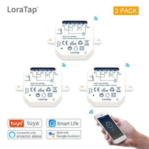 1/9Pieces LoraTap Mini DIY Smart Switch Small Tuya Remote Control Wifi Switch Support An External Work with Alexa Google Home ► Photo 1/6
