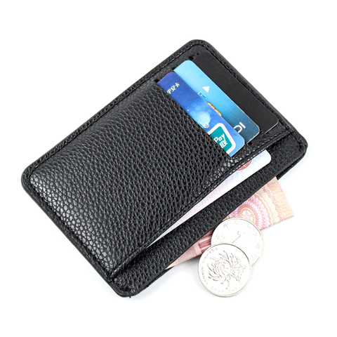 New Fashion Slim Men Credit Card Holder PU Leather Mini Wallet With Coin Pocket 8 Card Slots Small Purse For Man 11.7x8.3x0.5CM ► Photo 1/6