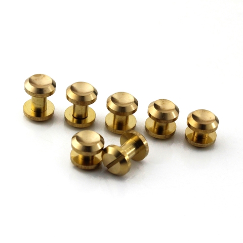 10pcs Solid Brass Concave Head  Binding Chicago Screws Nail Rivets for Photo Album Leather Craft Studs Belt Wallet Fasteners ► Photo 1/6