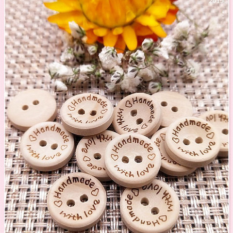 New 15mm/20mm/25mm Natural Color Wooden Buttons Handmade Letter Love Scrapbooking for Wedding Decor Sewing Accessories ► Photo 1/4