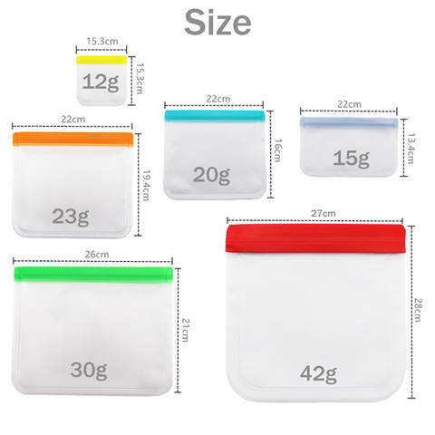 Reusable Food Storage Bags 1Pcs Freezer Bag Top Ziplock Leakproof Multi Purpose PEVA Kitchen Organizer ► Photo 1/6