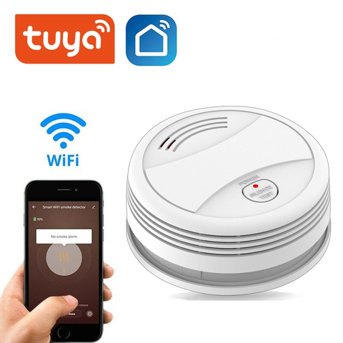 Wifi Tuya Smart Smoke Detector Sensor 80DB Alarm Fire Smoke Detector Wifi Fire Protection Home Security Alarm Smart Life APP ► Photo 1/6