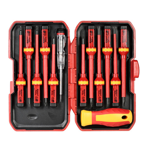 13pcs 1000V hand tools Changeable Insulated Screwdrivers Set + Magnetic Slotted Phillips Pozidriv Torx Bits electrician tools ► Photo 1/6