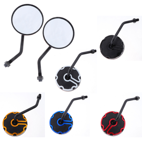 2 Pcs Motorbike Moped Scooter 10mm Thread Rear View Round Mirrors For Dirt BIke/Motorcross/Street Bike/Cafe Racer ► Photo 1/6