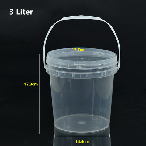 Empty 3L plastic Round Bucket with Handle and Lid Good Sealing PP container Food Grade Pail Leakproof ► Photo 1/6