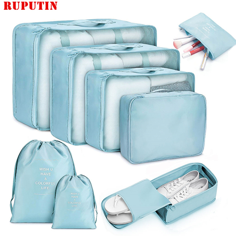 8-piece Suitcase Organizer Storage Bag Travel Cosmetic Bag Clothes Underwear  Shoes Packing Cube High Quality Travel Makeup Bags - Price history & Review