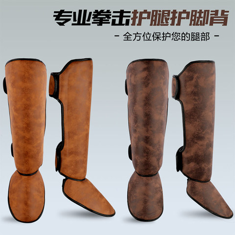 Retro Color Muay Thai Boxing Shin Guard Instep Protector MMA Kickboxing Ankle Support Martial Arts Kick Boxing Legging Equipment ► Photo 1/6