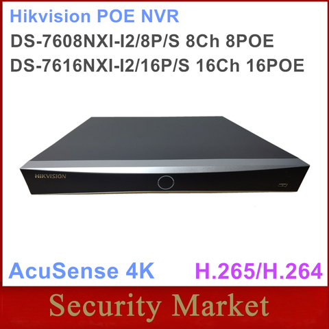 Original English Hikvision DS-7608NXI-I2/8P/S  DS-7616NXI-I2/16P/S  8/16-ch 1U 8/16 POE AcuSense 4K NVR ► Photo 1/2