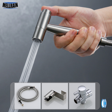 Bathroom Toilet Bidet Sprayer Kit. Long-Time Hold Bidet Faucet Metal Brushed Toilet Hook Support East Install ► Photo 1/6