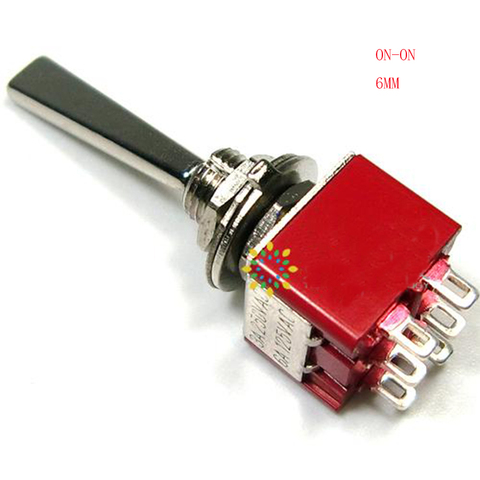 Free Shipping 5PCS/lot   New Long Flat handle 6 Pin ON-ON  DPDT CQC UL ROHS Silvery Point  Toggle Switch AC 6A/125V 3A/250V ► Photo 1/6