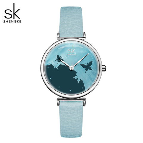 Shengke SK Female Watches Women Watch Romantic Rural Dial Leather Watchband Lady Clock Casual Quartz Wristwatch  Montre Femme ► Photo 1/6