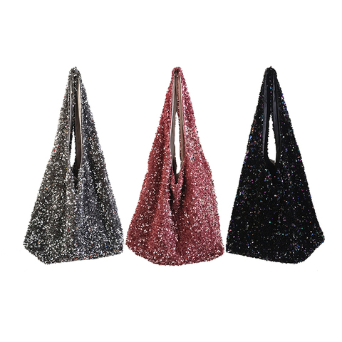 Women Sequin Single Shoulder Fashion Hand Carrying Single Shoulder Environmental Shopping Bags ► Photo 1/6