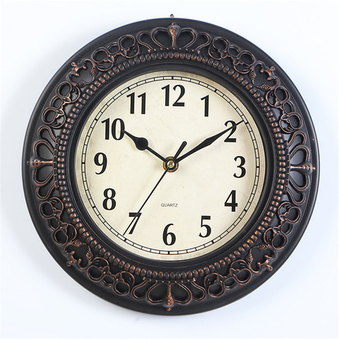 10 inch Silent Non-Ticking Wall Clocks 3D Pattern Border Decorative Vintage Numeral Clock Home Kitchen Living Room Bed Home Art ► Photo 1/6