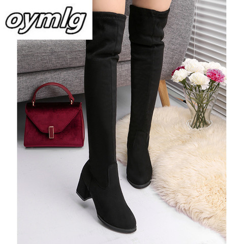 Women Casual Over the Knee boots shoes Winter women Female Round Toe Platform high heels pumps Warm Snow Boots shoes mujer W90 ► Photo 1/6