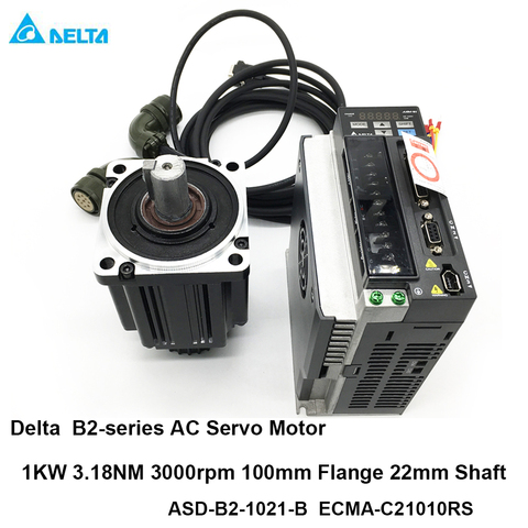 New 1KW B2 Delta AC servo 1000W 3.18NM 3000rpm 100MM ASD-B2-1021-B ECMA-C21010RS motor drive kit & 3m Cable ► Photo 1/6