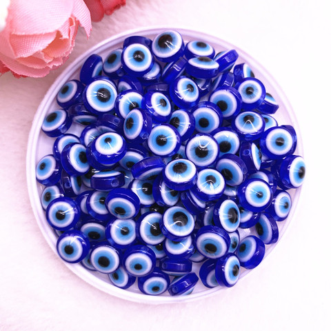 NEW 50PCS 8/10mm Oval Beads Evil Eye Resin Spacer Beads for Jewelry Making DIY Bracelet Beads #01 ► Photo 1/2