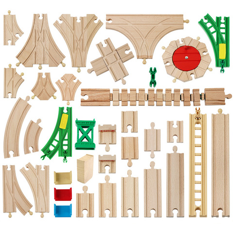 New All Kinds Wooden Track Parts Beech Wooden Railway Train Track Toy Accessories Fit Biro All Brands Wood Tracks Toys for Kids ► Photo 1/5