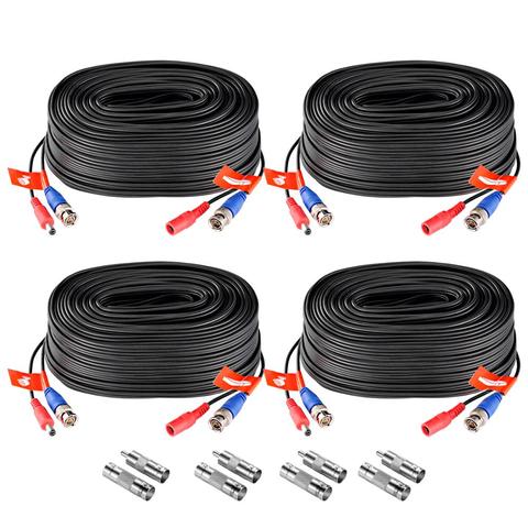 ZOSI 4-Packed 30M(100ft) BNC Video Power Cable For CCTV Camera DVR Security System Black Surveillance Accessories ► Photo 1/6