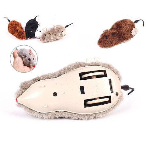 Hot Selling Creative Funny Clockwork Spring Force Plush Mouse Toy Cat And Dog Play Toy Popular Aachinery Kitten Movable Mouse ► Photo 1/6