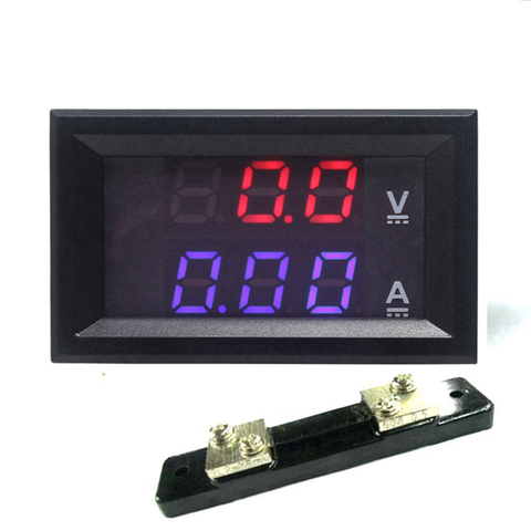 Digital Voltmeter Ammeter DC 0-100V 10A 50A 100A Dual Display Voltage Detector Current Meter Panel Amp Volt Gauge ► Photo 1/6