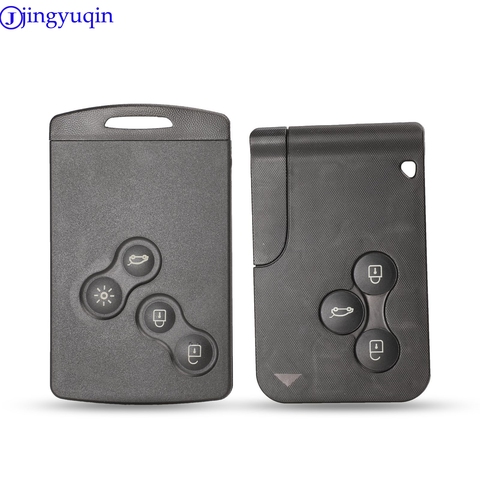 jingyuqin 3 Button Smart Card For Renault Clio Logan Megane 2 3 Koleos Scenic Card Case Black Car Key Fob Shell With Small Key ► Photo 1/6