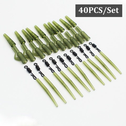 1Set=40PCS Carp Fishing Accessories Kit Rubber Lead Clips Anti Tangle Sleeve Quick Change Rolling Swivels Carp Rig Making Tackle ► Photo 1/6