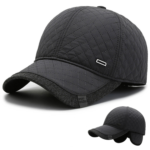 Winter Men's Hat Middle-Aged and Elderly Baseball Cap Warm Hat with Earflaps Fleece Inside Windproof ► Photo 1/6