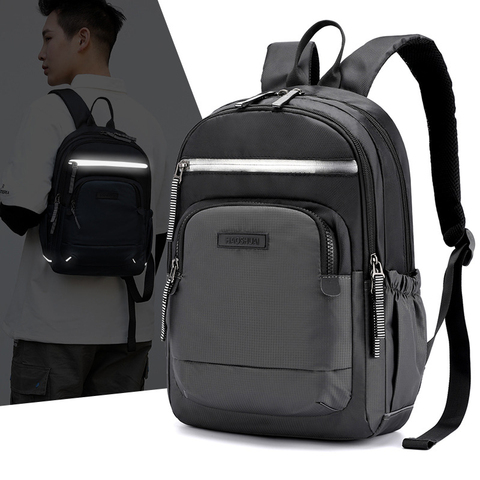 Men Women Nylon Rucksack Daypack Reflective Stripe Travel Bag Male Female School Book Bag Knapsack Backpack ► Photo 1/6